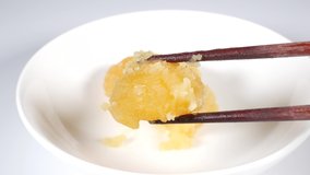 Japanese Sweet chestnut paste, close up video clip