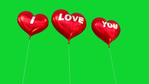 Balloons I LOVE YOU Green Screen Valentine s Day Holiday 3D Animation 4K