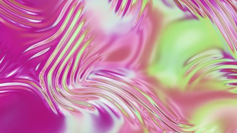 Abstract holographic liquid wave surface with ripple and swirl. 3d animation of seamless loop