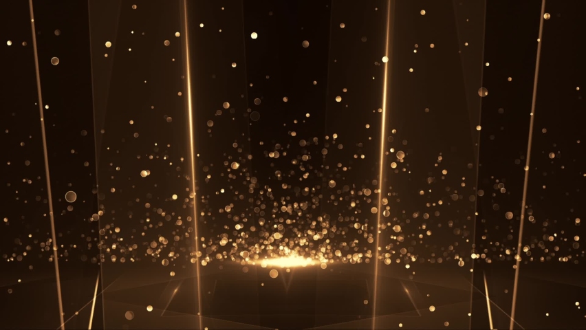 Beautiful golden luxury Abstract visualization of a glitter line and particle background. Digital Art. Computer animation. Modern background. motion design. Loopable. LED. HD Royalty-Free Stock Footage #1066656691