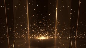 Beautiful golden luxury Abstract visualization of a glitter line and particle background. Digital Art. Computer animation. Modern background. motion design. Loopable. LED. HD