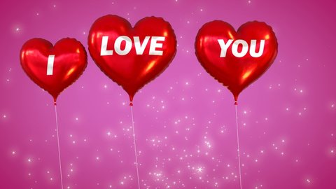 Balloons I LOVE YOU Animated Background Valentine s Day Stars 3D Animation 4K