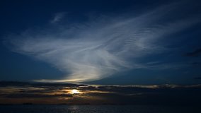 Nice cloud shape with sunset sky at sea