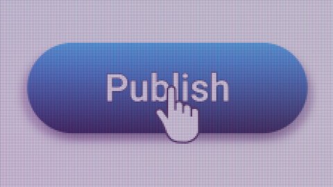 Publish Button Click Extreme Close Up Front View 
Prepare and issue (a book, journal, piece of music, etc.) for public sale, distribution, or readership.