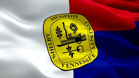 Memphis Tennessee US city flag waving in wind video footage Full HD. Realistic city Flag background. Memphis Flag Looping closeup  footage. Memphis USA States country flags Full