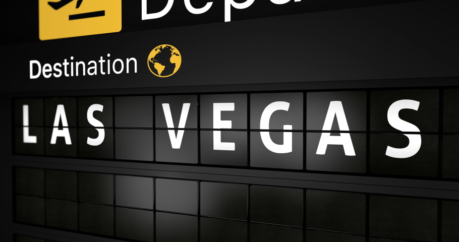 3D generated animation, analog flight information display board with the arrival city of Las vegas, 4 different animations | Shutterstock HD Video #1066687768