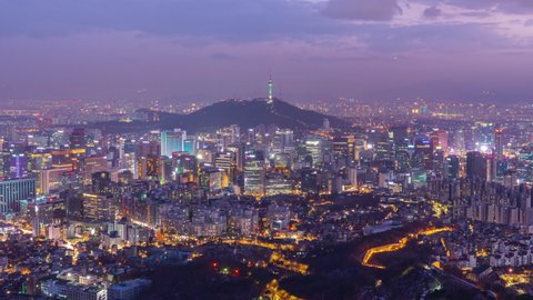 time lapse day night skyline seoul Stock Footage Video (100% Royalty ...