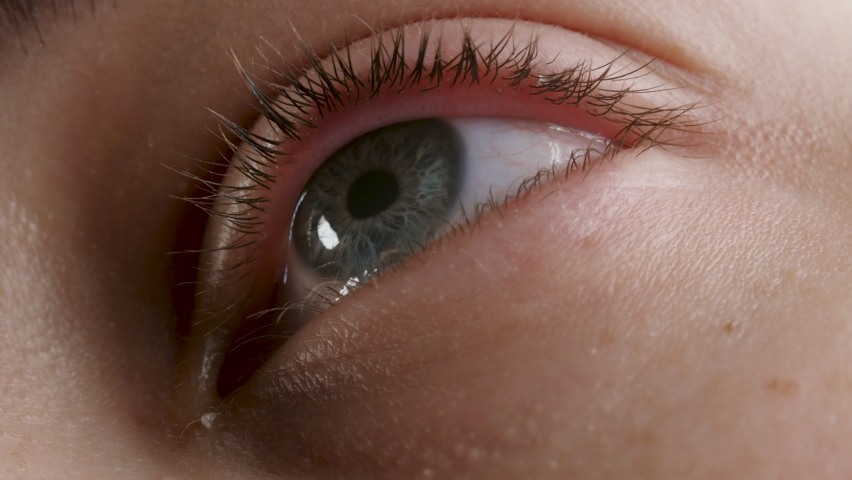 Macro video of crying woman