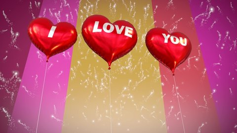 Balloons I LOVE YOU Background Valentine s Day 3D Animation 4K