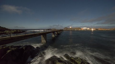 Bridge on the coast with stars