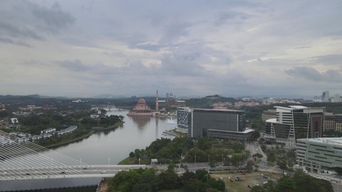 Putrajaya, Malaysia - January 21, 2021: Aerial view Putrajaya City during MCO.