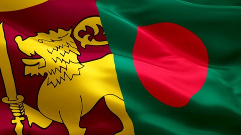 Bangladesh and Sri Lanka flag Closeup 1080p Full HD 1920X1080 footage video waving. 3d Bangladesh vs Sri Lanka flag waving. Sign of Sri Lanka seamless animation. Bangladeshi Sri Lanka live match score