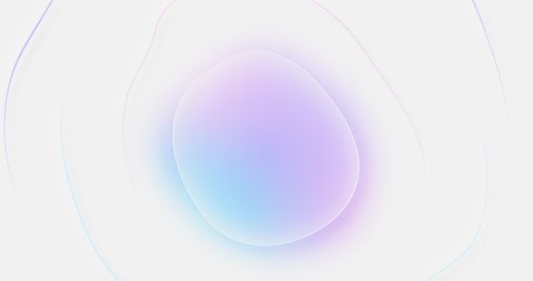 3d fluid creative animated background. Glassmorphism style new trend 2021. Frosted effect. Pastel colours outer glow pink purple blue on white backdrop. Seamless looped banner. Blurred gradient button