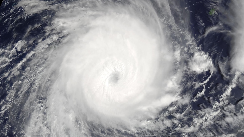 A tropical cyclone view from space from a satellite. Contains public domain image by NASA.