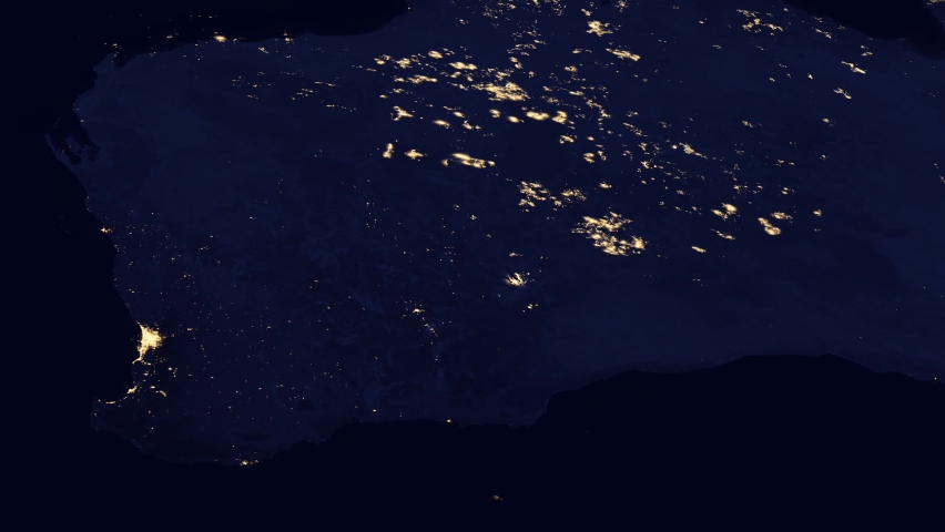 The country of Australia at night view from space from a satellite. Contains public domain image by NASA.