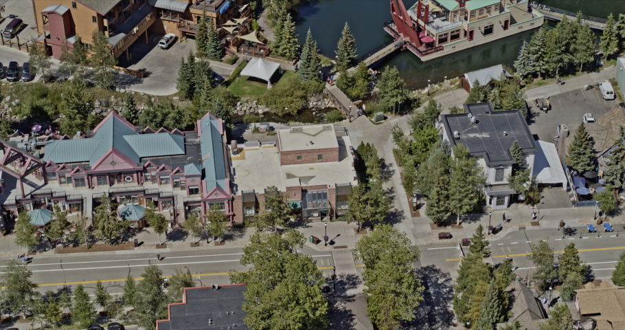Breckenridge Colorado Aerial v14 birdseye view of hotels and lodges on lush mountain slopes - Shot on DJI Inspire 2, X7, 6k - August 2020