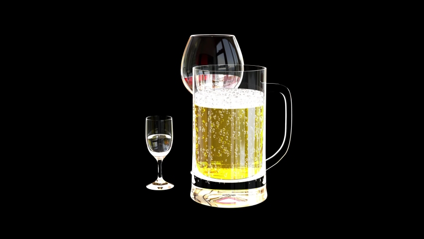 Beer and alcohol rotating isolated on black - loop | Shutterstock HD Video #1066752469