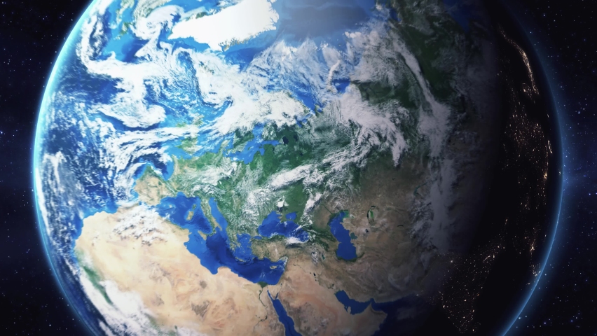 Zoom in from space and focus on Canada Markham. 3D Animation. Background for travel intro. 