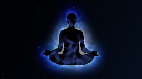 Human Covered with Energy body and aura in Meditation Concept Illustration Animation on Space Background