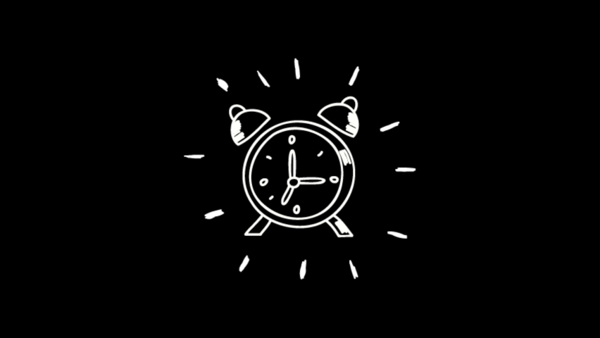  Animated alarm clock on black  background. Time to work, back school, time out Royalty-Free Stock Footage #1066765264