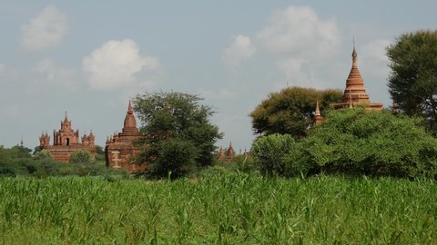 Pagodas landscape in Bagan, Myanmar, Burma