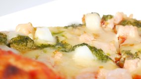 Seafood pizza, close up video clip