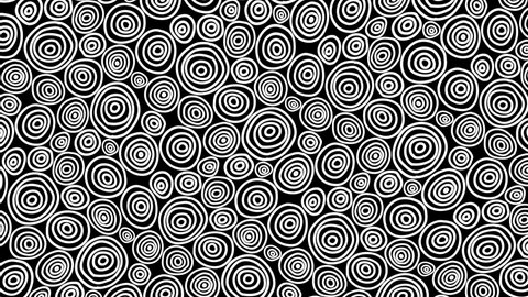 Black and white animation of textures and patterns. Zine culture video loop with a doodle cartoon illustration look in stop motion