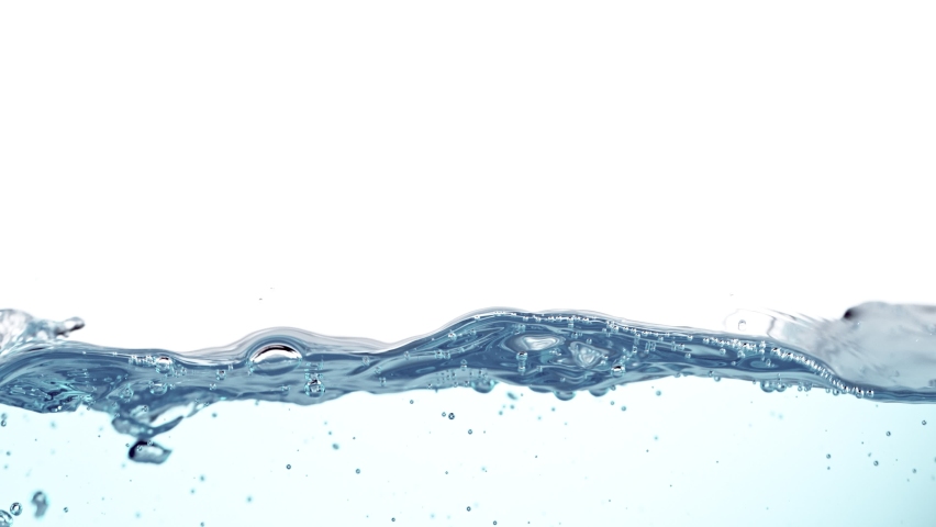 Super Slow Motion Shot of Water Surface at 1000fps on White Background.