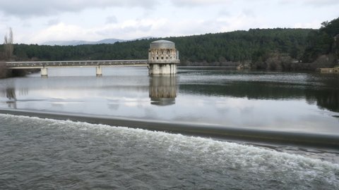 El Villar reservoir, located in the lower course of the Lozoya River, in the Sierra de Guadarrama, Madrid, Spain, February 4, 2021.