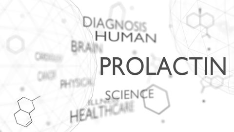 Prolactin word cloud collage. Biology and medicine concept