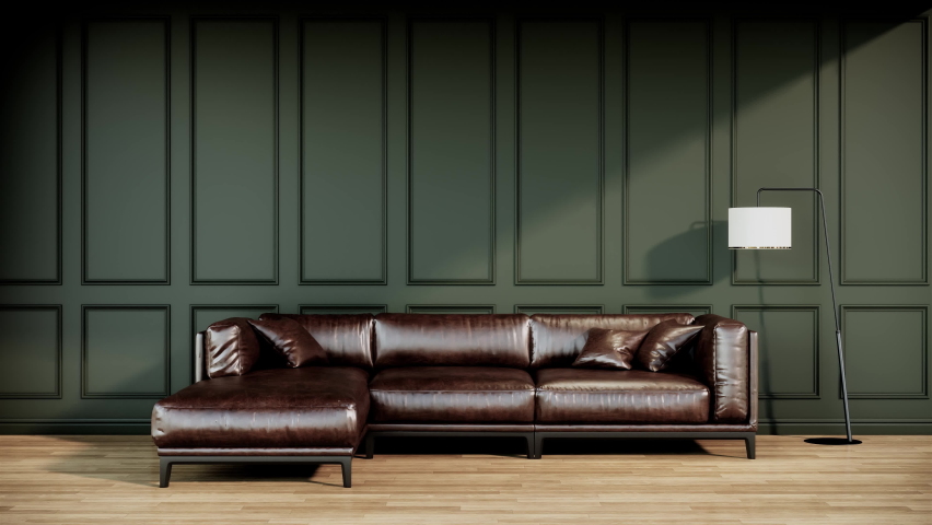 Living Room Inteiror Decoration Brown, Brown Leather Sofa Green Walls