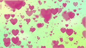 Heart shapes falling on a colors background. Simple Happy Valentine's day animation
