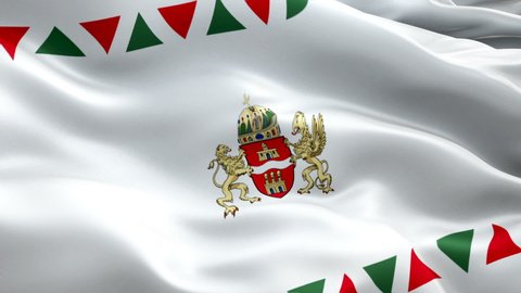 Budapest City waving flag. National 3d Budapest flag waving. Sign of Budapest Hungary City seamless loop animation. Hungary flag HD resolution Background. Budapest flag Closeup 1080p Full HD video 