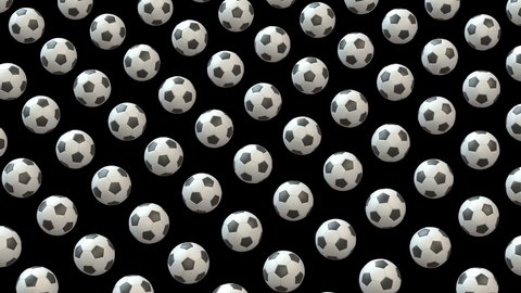 3D animation of soccer ball background pattern with alpha layer