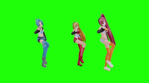 green screen cartoon anime animation cute girl dancing kpop