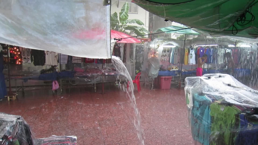 Huge Downpour in Thai Market