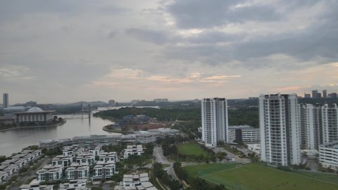 Putrajaya, Malaysia - January 21, 2021: Aerial view Putrajaya City during MCO.