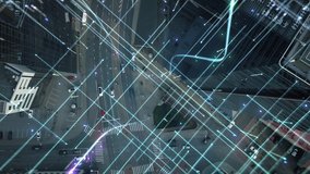 Big City Businessman Uses Smartphone, Stands on Crowded Street. E-Commerce Visualization of Information Lines Flying from Mobile Phone into Global Digital Network. Top-Down Zoom out Aerial Drone Shot
 - Powered by Shutterstock - Get 15% off with code: PIKWIZARD15