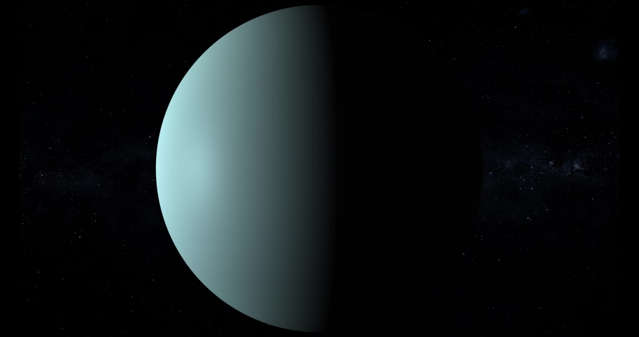 Realistic planet Uranus spinning and zooming in space, among the stars, loop 4k | Shutterstock HD Video #1066840729