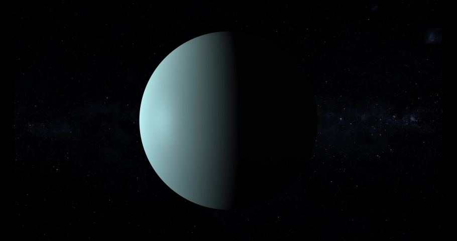 Realistic planet Uranus spinning in space, among the stars, loop 4k | Shutterstock HD Video #1066840738