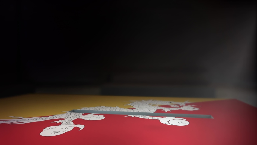 Digital Composite Hand Voting To National Flag OF Bhutan