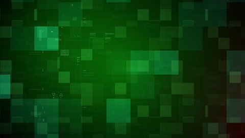 Abstract Digital Animation Screen.The green and white polygons move on a black background are Hacking Intro Promo.