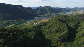 Aerial view of river at Phong Nha Ke Bang cave, Quang Binh, Vietnam