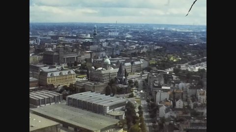 HAMBURG, GERMANY JULY 1979: Hamburg aerial view in 70's