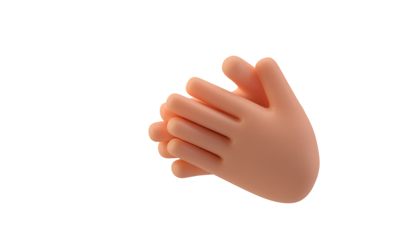 Clapping hands animation. Applause gesture. Emoticon sign. 3D cartoon emoji friendly funny style seamless looping 3D rendering video with alpha isolated on white. Royalty-Free Stock Footage #1066856173