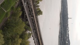 Vertical video aerial view of the Dnipro River - the main river of Ukraine