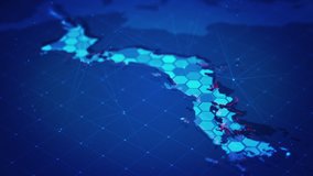 Digital hexagons in japan map. Technology digital map of cyber security or futuristic technology business concept. - Powered by Shutterstock - Get 15% off with code: PIKWIZARD15