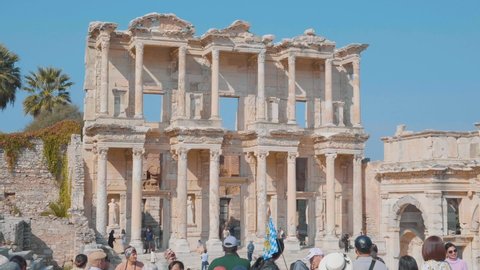 May 2019 : Celsus Library in Ephesus (Efes) - ancient Greek city in present day Izmir, Turkey.
