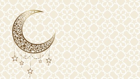 Ramadan kareem greeting template islamic crescent, background. Animated illustration. Loop footage