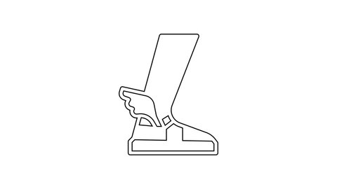 Black line Hermes sandal icon isolated on white background. Ancient greek god Hermes. Running shoe with wings. 4K Video motion graphic animation.